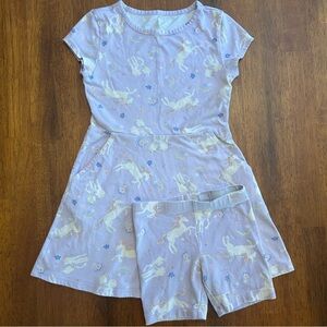 Unicorn Dress With Shorts | Girls XS 4-5 | Lavender Short Sleeve Pocket Dress